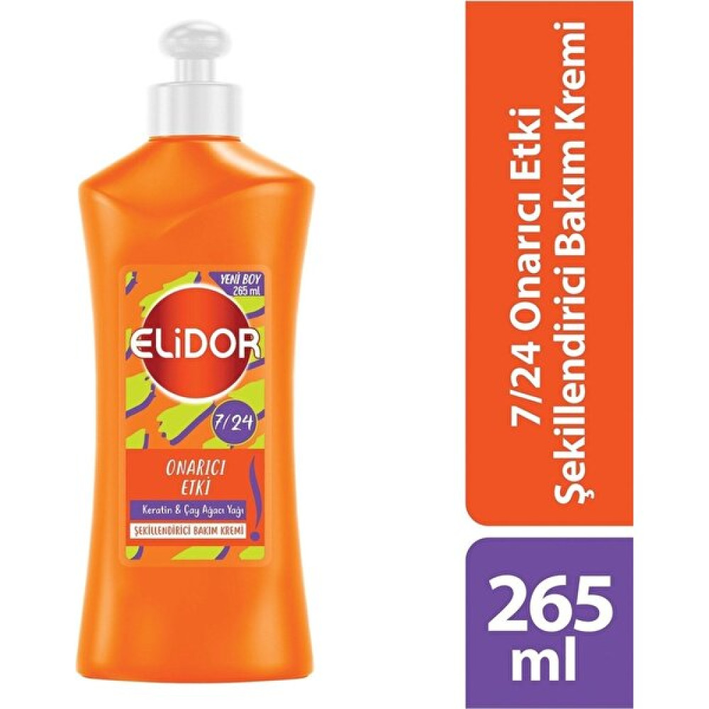 Elidor 7/24 Şekillendirici Saç Bakım Kremi Onarıcı Etki Keratin & Çay Ağacı Yağı 265 ml - Renkli Saç Şekillendirici Krem Fiyatı