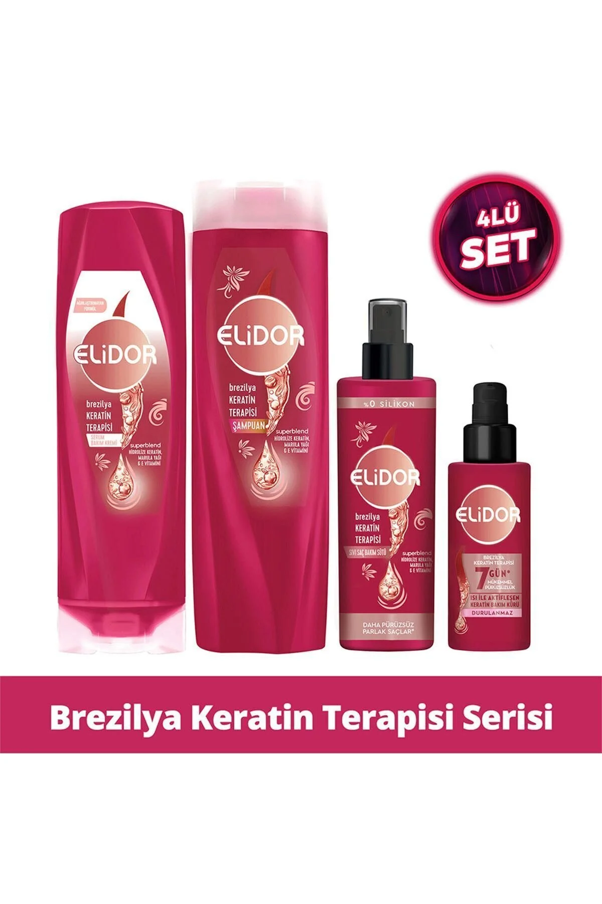 Elidor Brezilya Keratin Terapisi Saç Bakım Serisi 4lü Set" Saç Bakım Maskeleri & Serumlar & Spreyler Fiyatı