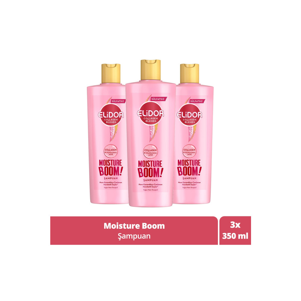 Elidor Collagen Blends Sülfatsız Saç Bakım Şampuanı Moisture Boom Yoğun Nem Terapisi 350 ml x3 Şampuan ve Saç Kremi Fiyatı