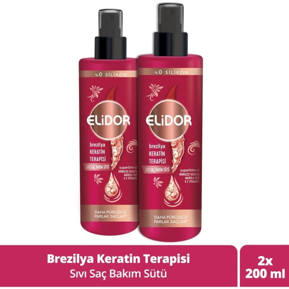 Elidor Sıvı Saç Bakım Sütü Brezilya Keratin Terapisi 200 ml X2 - Renkli Saç Şekillendirici Sprey Fiyatı