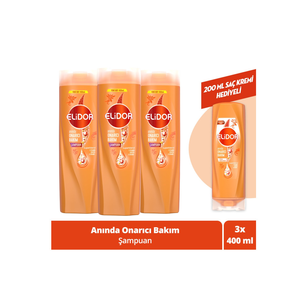 Elidor Superblend Saç Bakım Şampuanı Anında Onarıcı Bakım 400 Ml X3 Şampuan ve Saç Kremi Fiyatı