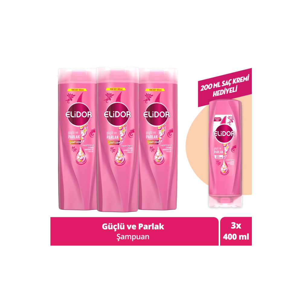 Elidor Superblend Saç Bakım Şampuanı Güçlü Ve Parlak 400 ml X3 Şampuan ve Saç Kremi Fiyatı