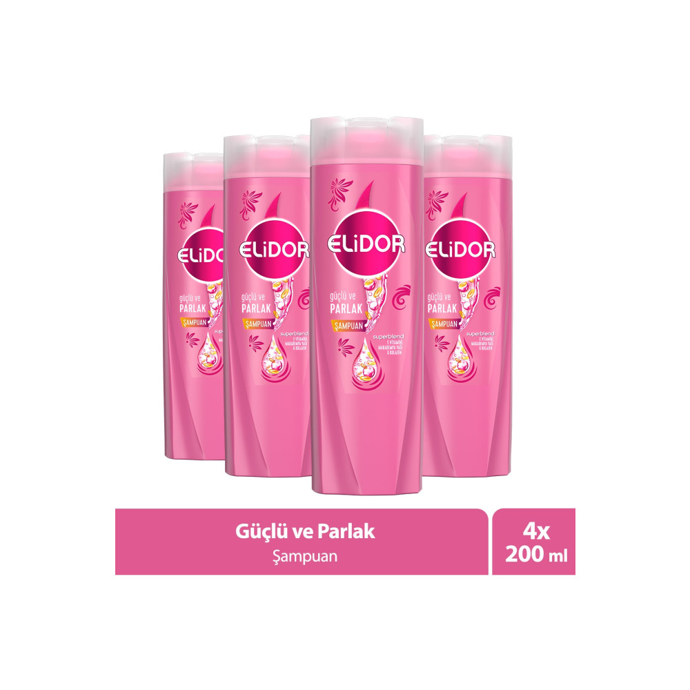 Elidor Superblend Saç Bakım Şampuanı Güçlü Ve Parlak E Vitamini Makademya Yağı Kolajen 200 Ml X4 Şampuan ve Saç Kremi Fiyatı