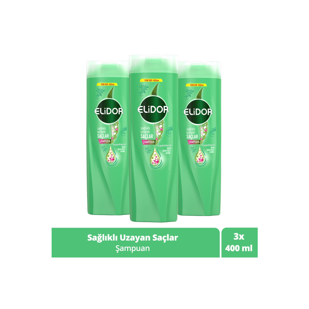 Elidor Superblend Saç Bakım Şampuanı Sağlıklı Uzayan Saçlar Biotin Argan Yağı Arjinin 400 ml X3 Şampuan ve Saç Kremi Fiyatı