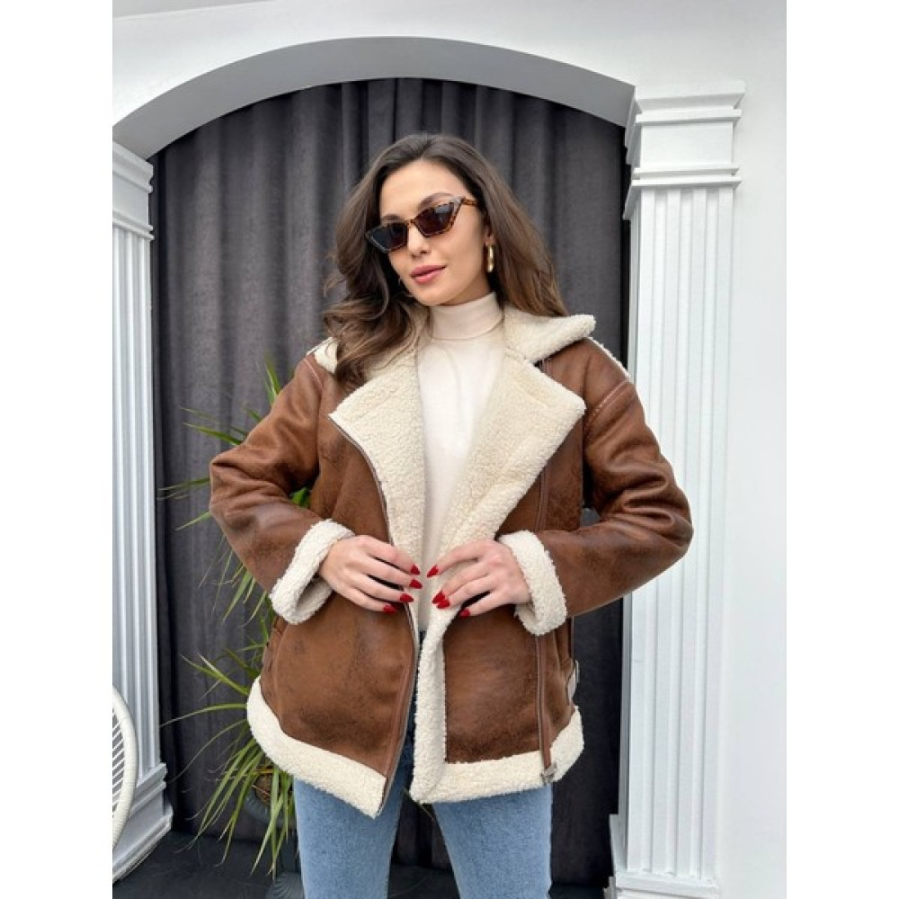Elif Özbey Kahve Biyeli Kürk Mont Bayan Mont Fiyatı