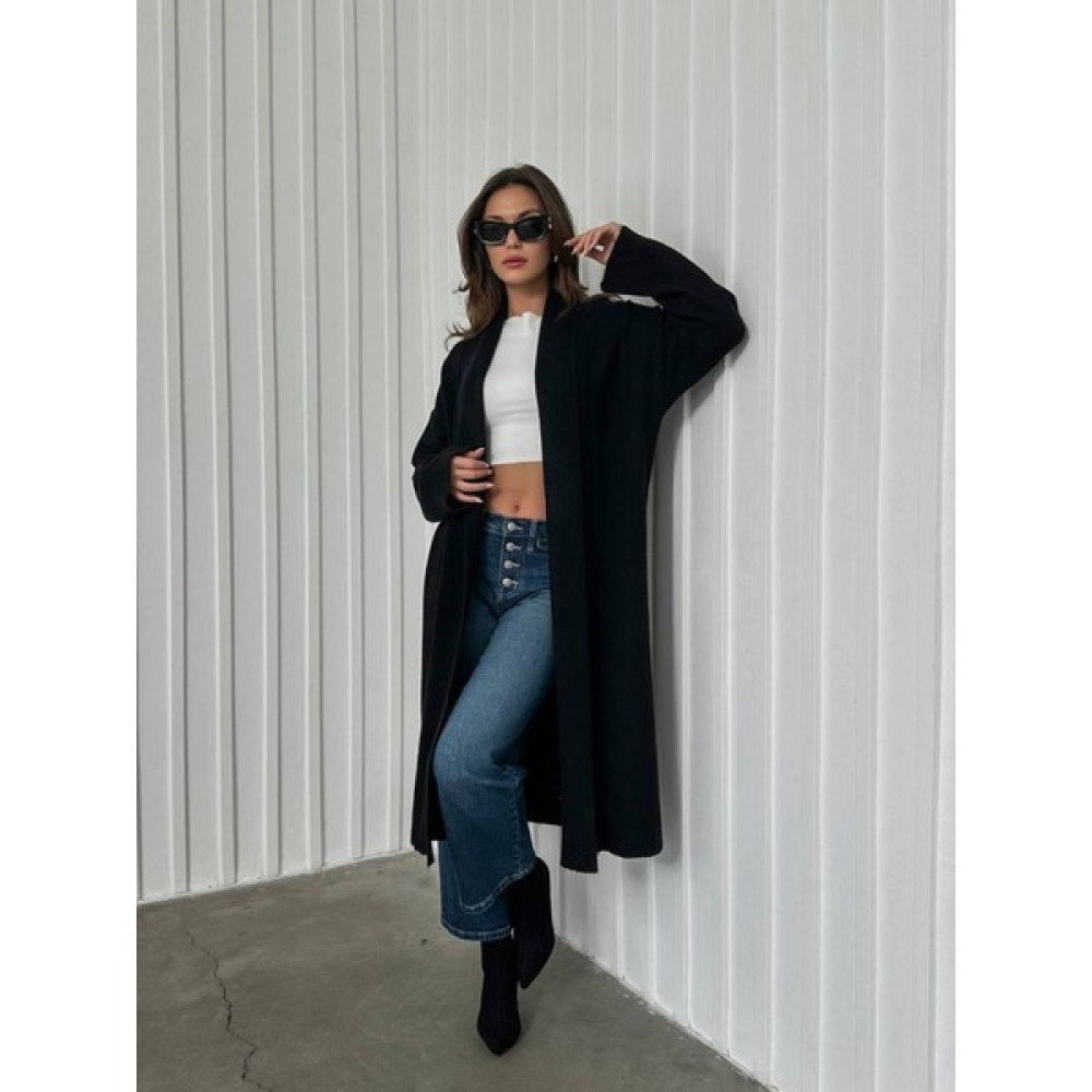 Elif Özbey Siyah Uzun Triko Hırka Kadın Hırka Fiyatı