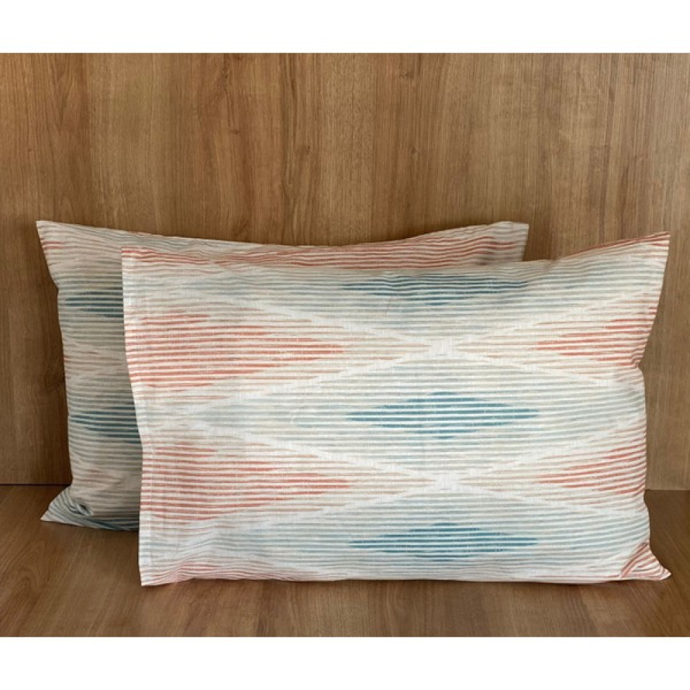 Elif Tekstil Renkli Çizgili 2'li Yastık Kılıfı Seti - Mavi - Pembe - 50 x 70 cm Yastık Kılıfı Fiyatı