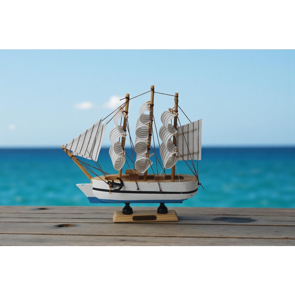 Elifeshop Dekoratif Ahşap El Yapımı Yelkenli Gemi Maketi Masaüstü Biblo Ev Ofis Hediyesi 19 Cm. Model F - Renkli Diğer Fiyatı