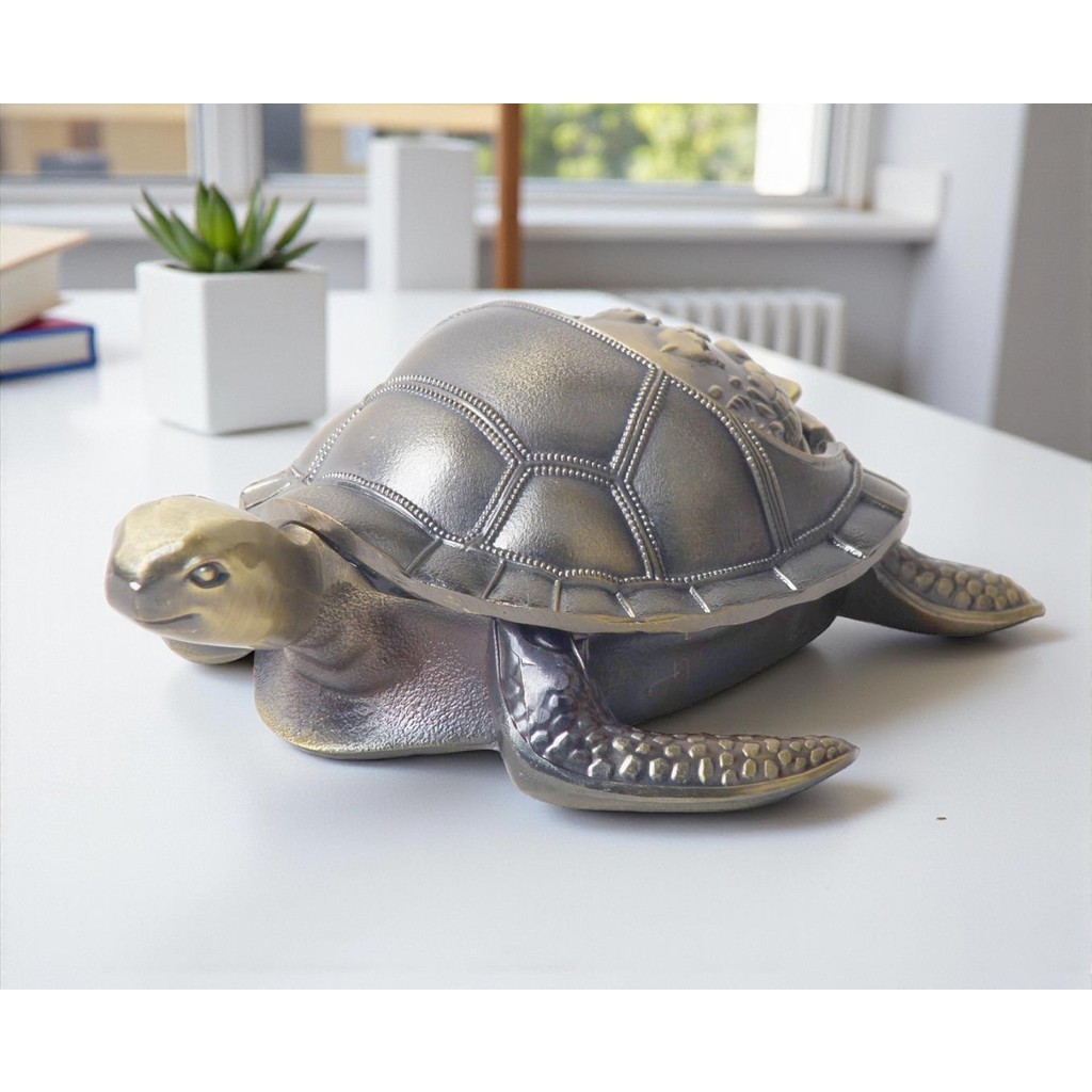 Elifeshop Lüks Işlemeli Metal Kaplumbağa Biblo Tütsülük Rüzgar Geçirmez Küllük Çok Fonksiyonlu Dekoratif Obje - Altın Biblo Fiyatı