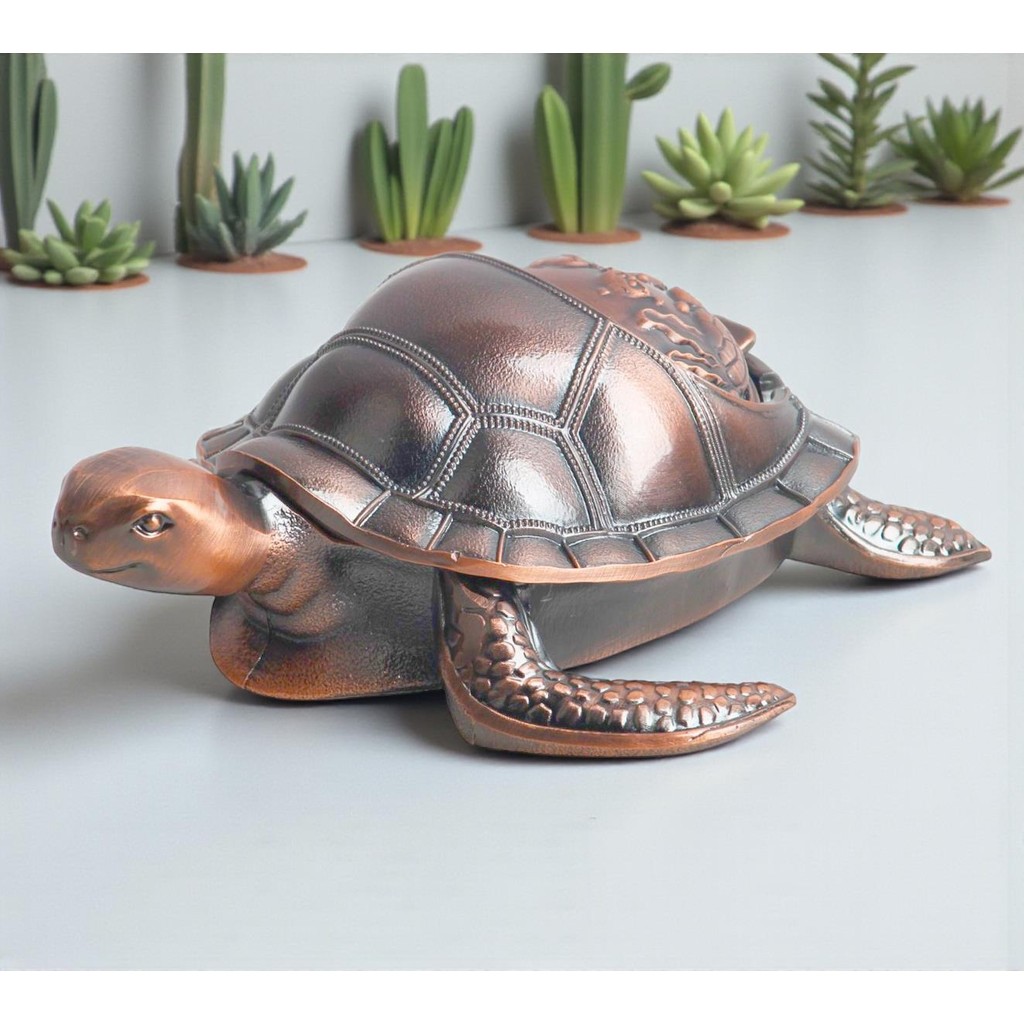 Elifeshop Lüks Işlemeli Metal Kaplumbağa Biblo Tütsülük Rüzgar Geçirmez Küllük Çok Fonksiyonlu Dekoratif Obje - Bronz Biblo Fiyatı