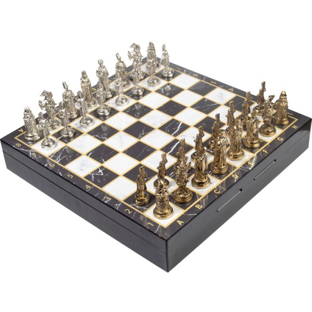 Elifeshop Lüks Metal Satranç Takımı Osmanlı Ordusu Krom Kaplama & Mermer Desenli Saklama Sandığı 37 x 37 Cm. Satranç Fiyatı