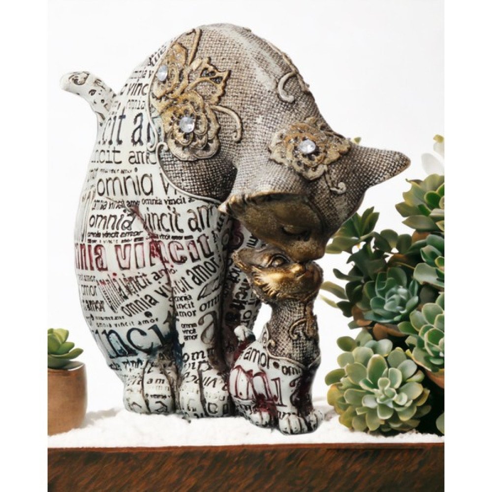 Elifeshop Taşlı Retro Işlemeli Anne Yavru Kedi Biblo Heykel Hediyelik Dekoratif Ürün Vitrin Süsü Ev Hediyesi 1 Biblo Fiyatı