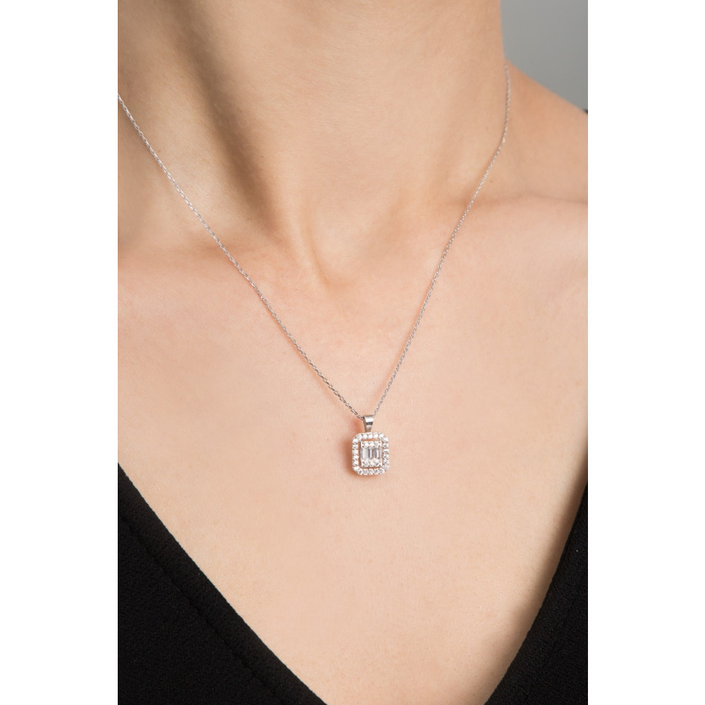 Elika Silver Kadın Baget Model 925 Ayar Gümüş Kolye Gümüş Kolye Fiyatı