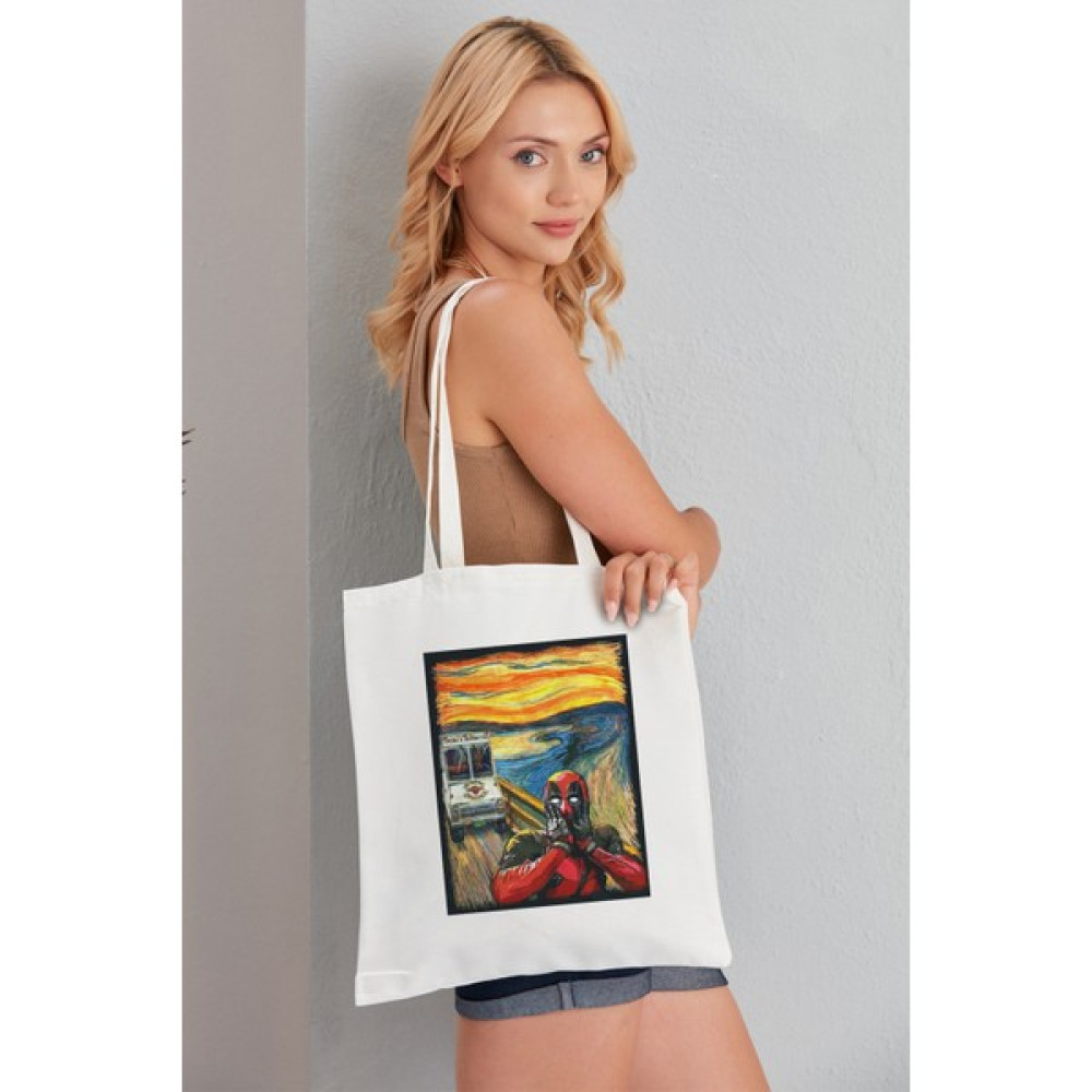 Elimin Ucunda Deadpool Scream Model Baskılı Günlük Kullanım Özel Baskı Bez Omuz Çantası Hediyelik Tote Bag Bayan Çanta ve Cüzdan Fiyatı