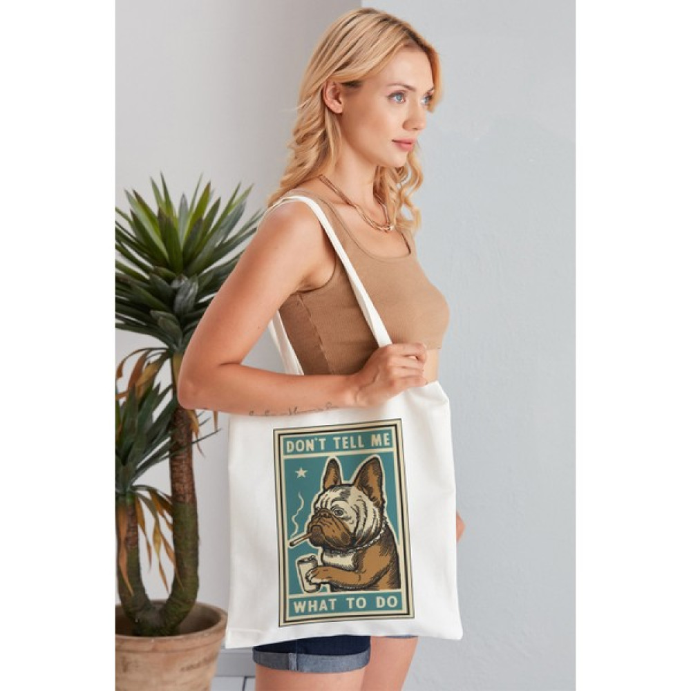 Elimin Ucunda Don't Tell Me What To Do Model Baskılı Günlük Kullanım Özel Baskı Bez Omuz Çantası Hediyelik Tote Bag Bayan Çanta ve Cüzdan Fiyatı