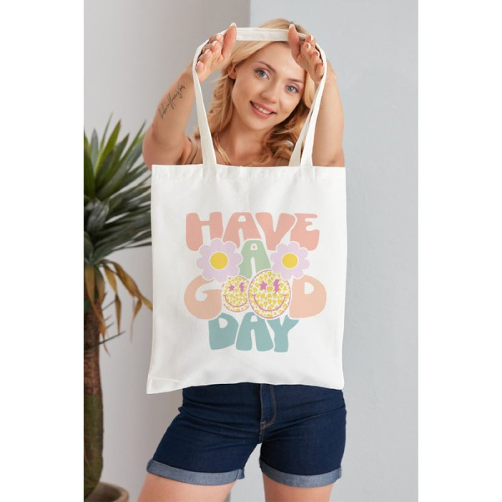 Elimin Ucunda Have A Good Day Model Baskılı Günlük Kullanım Özel Baskı Bez Omuz Çantası Hediyelik Tote Bag Bayan Çanta ve Cüzdan Fiyatı