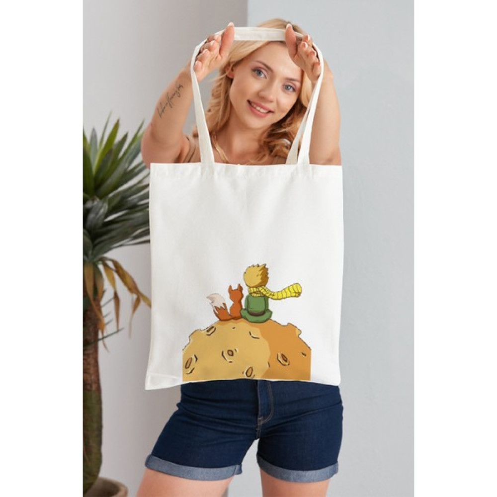 Elimin Ucunda Küçük Prens Model Baskılı Günlük Kullanım Özel Baskı Bez Omuz Çantası Hediyelik Tote Bag Bayan Çanta ve Cüzdan Fiyatı
