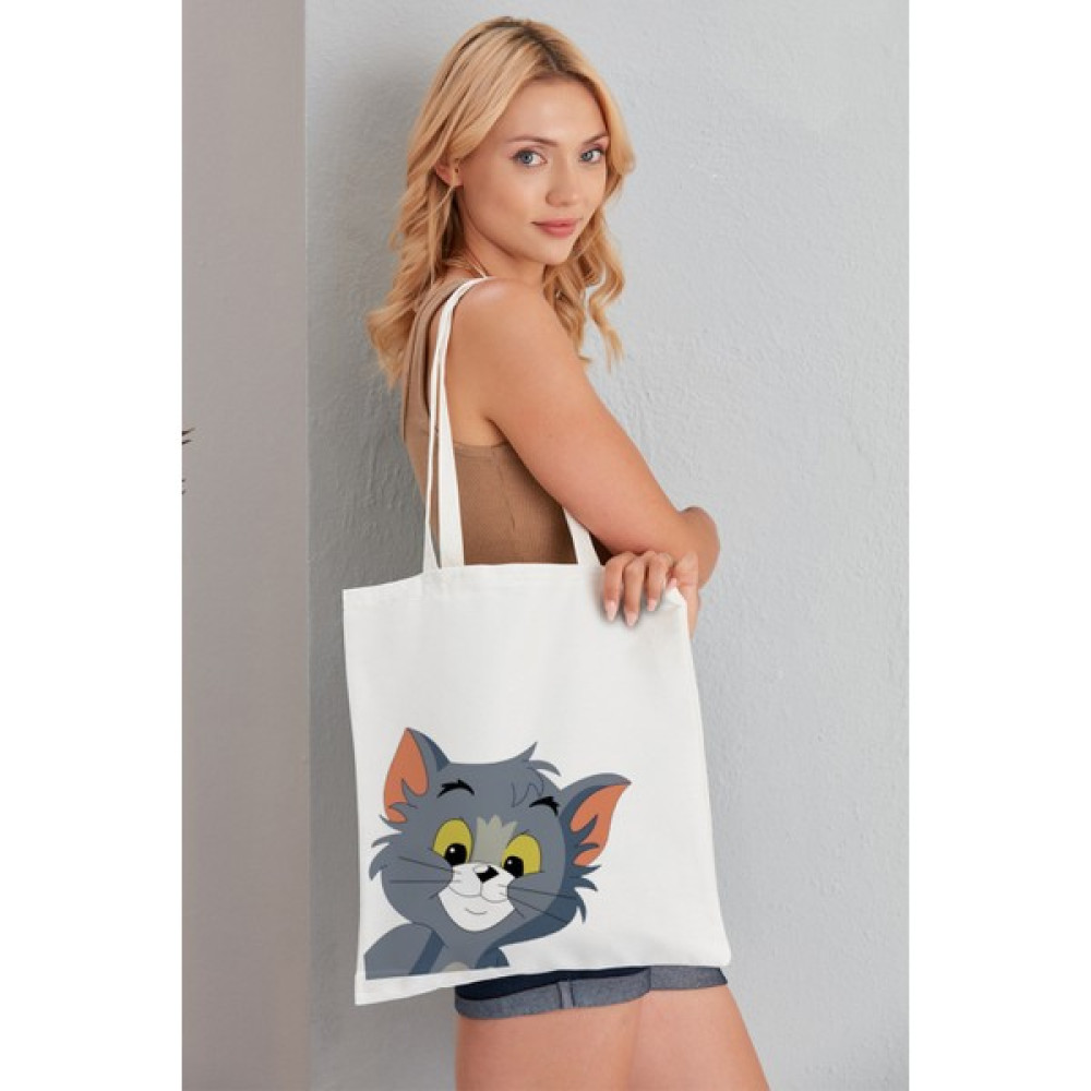 Elimin Ucunda Küçük Tom Model Baskılı Günlük Kullanım Özel Baskı Bez Omuz Çantası Hediyelik Tote Bag Bayan Çanta ve Cüzdan Fiyatı