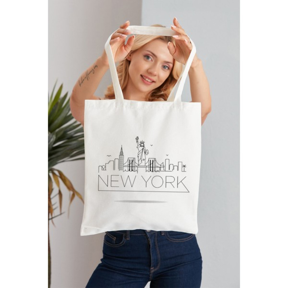Elimin Ucunda New York Model Baskılı Günlük Kullanım Özel Baskı Bez Omuz Çantası Hediyelik Tote Bag Bayan Çanta ve Cüzdan Fiyatı
