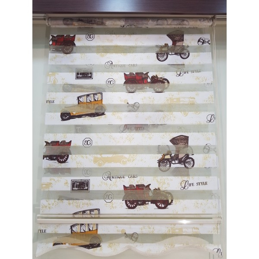 Elis Perde Araba Baskılı Desenli Çocuk Odası Zebra Stor Perde - 70 x 200 cm - Kahve Perde Fiyatı