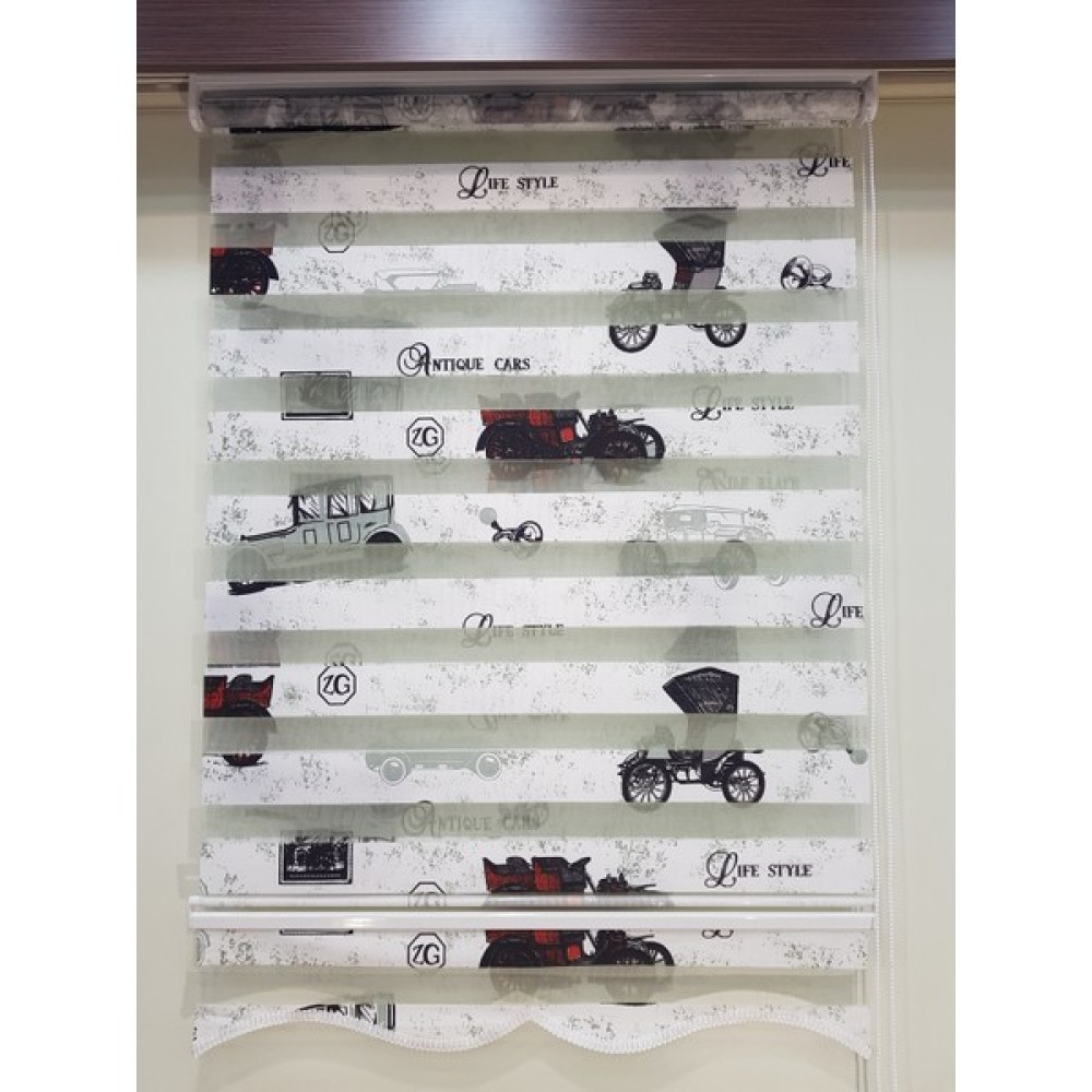 Elis Perde Araba Baskılı Desenli Çocuk Odası Zebra Stor Perde - 70 x 200 cm - Siyah Perde Fiyatı