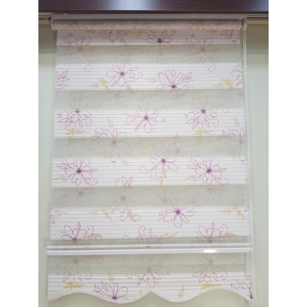 Elis Perde Çiçek Baskılı Desenli Pliseli Salon Zebra Stor Perde EP4445102 - Lila - 70 x 200 cm Perde Fiyatı