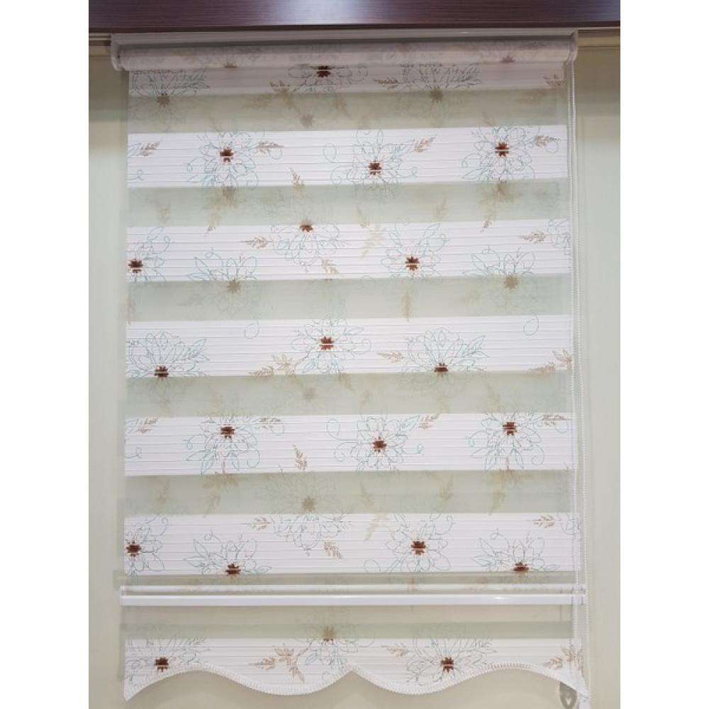 Elis Perde Çiçek Baskılı Desenli Pliseli Salon Zebra Stor Perde EP4445102 - Turkuaz - 70 x 200 cm Perde Fiyatı