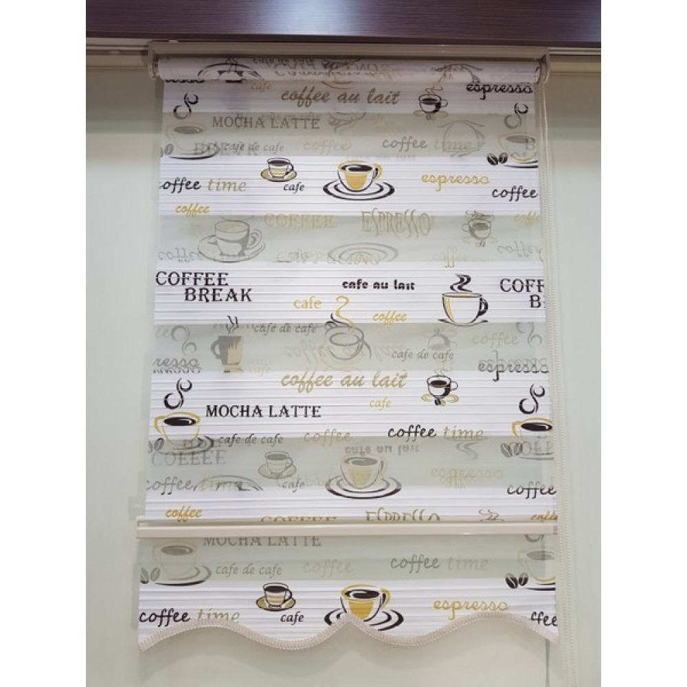 Elis Perde Fincan Baskılı Pliseli Mutfak Zebra Stor Perde EP4445105 - Krem - 70 x 200 cm Perde Fiyatı