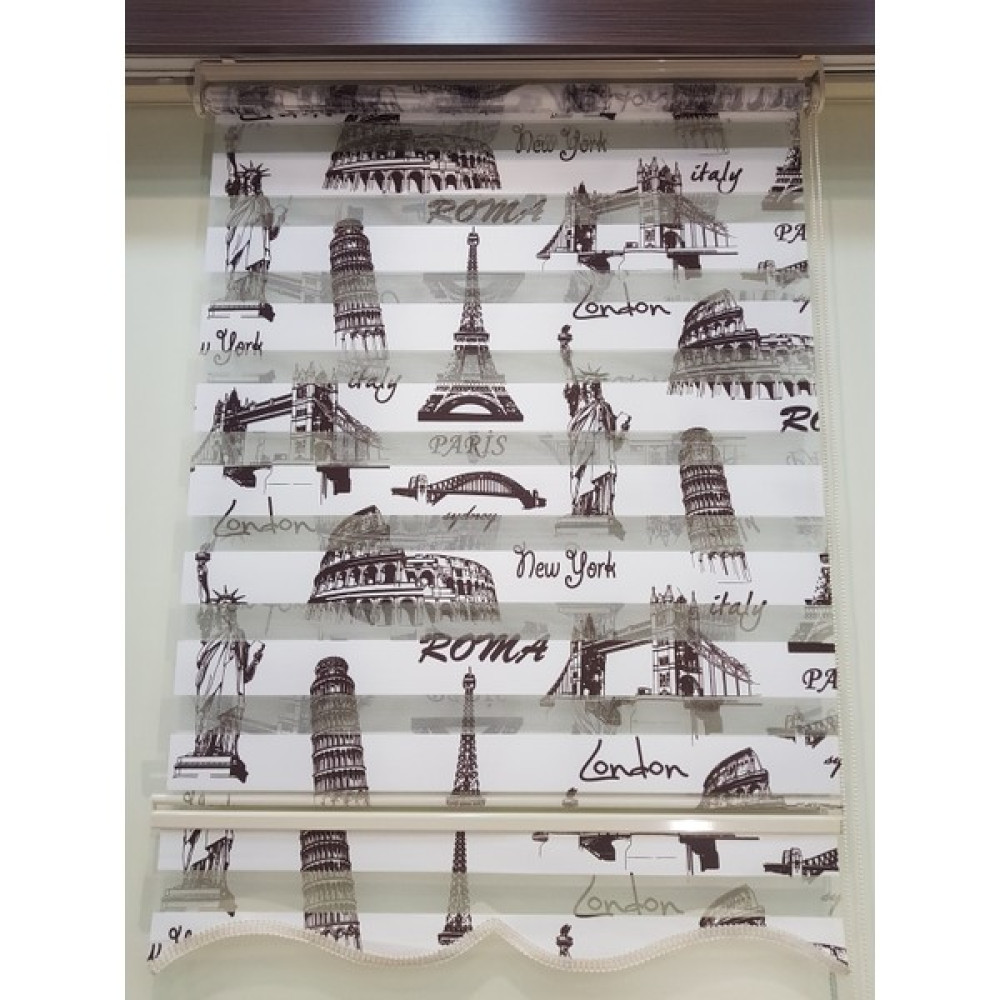 Elis Perde Paris Roma London Baskılı Zebra Stor Perde EP4430104 - Kahve - 120 x 200 cm Perde Fiyatı