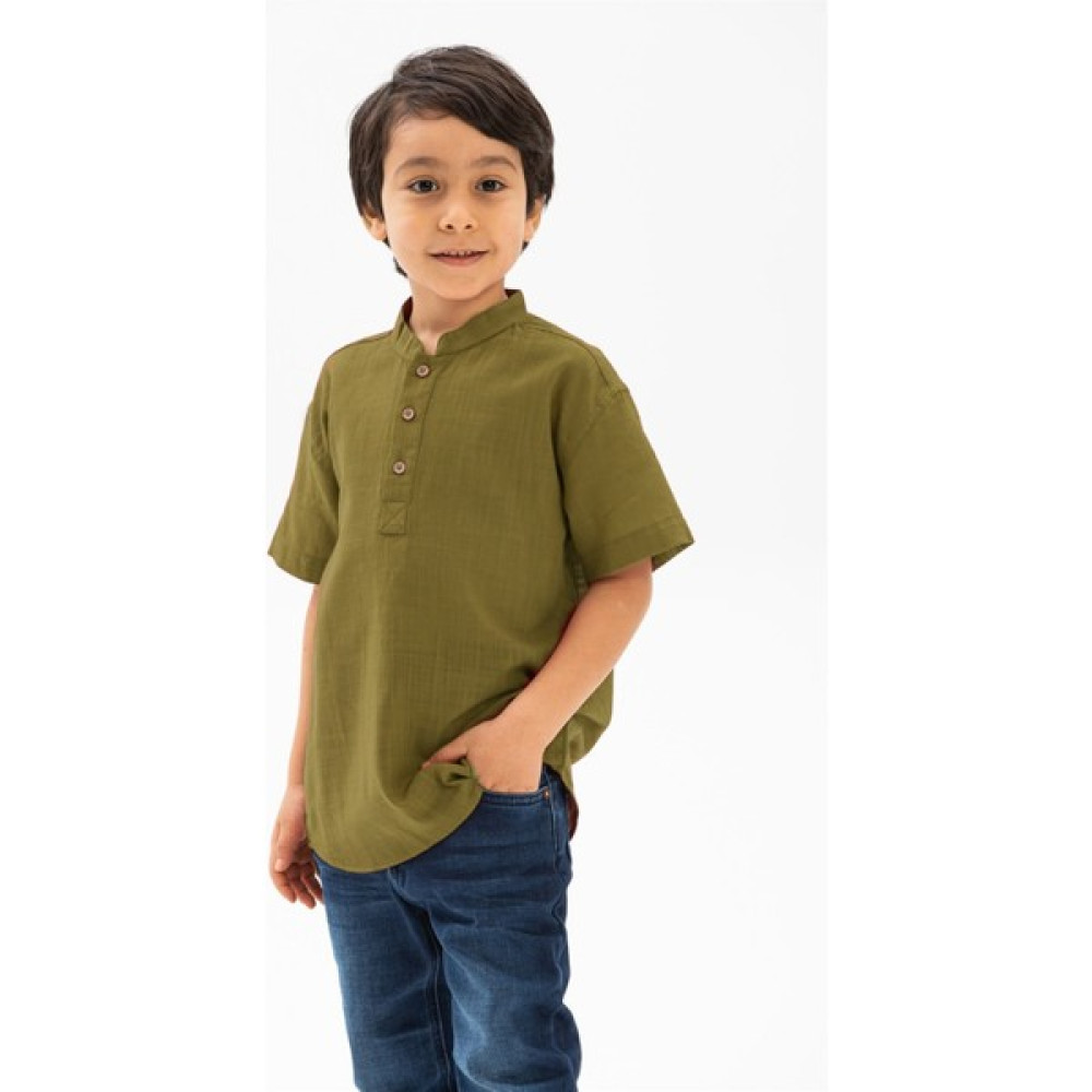 Eliş Şile Bezi Kısa Kol Şile Bezi Bodrum Erkek Çocuk Tshirt Haki 3049 Erkek Çocuk T-shirt Fiyatı