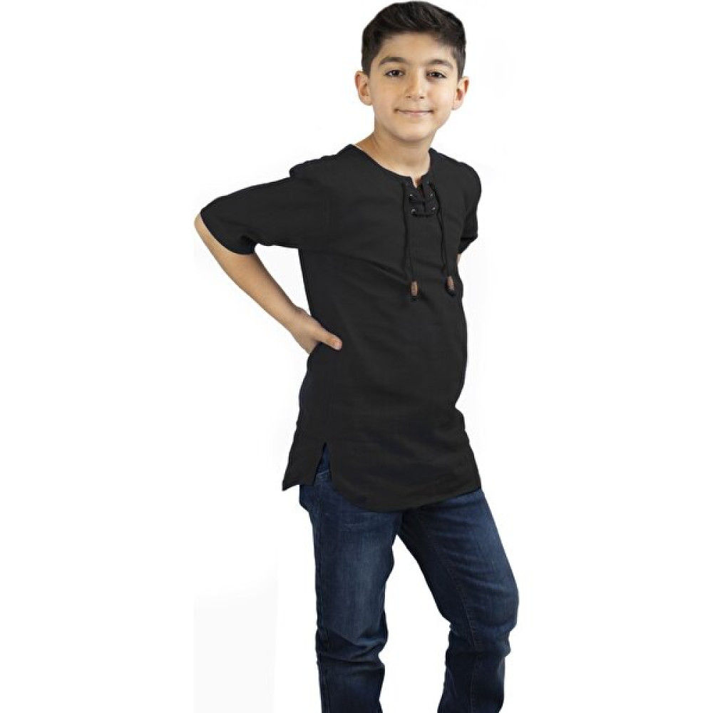 Eliş Şile Bezi Kısa Kol Şile Bezi Zımbalı Erkek Çocuk Tshirt Siyah Erkek Çocuk T-shirt Fiyatı