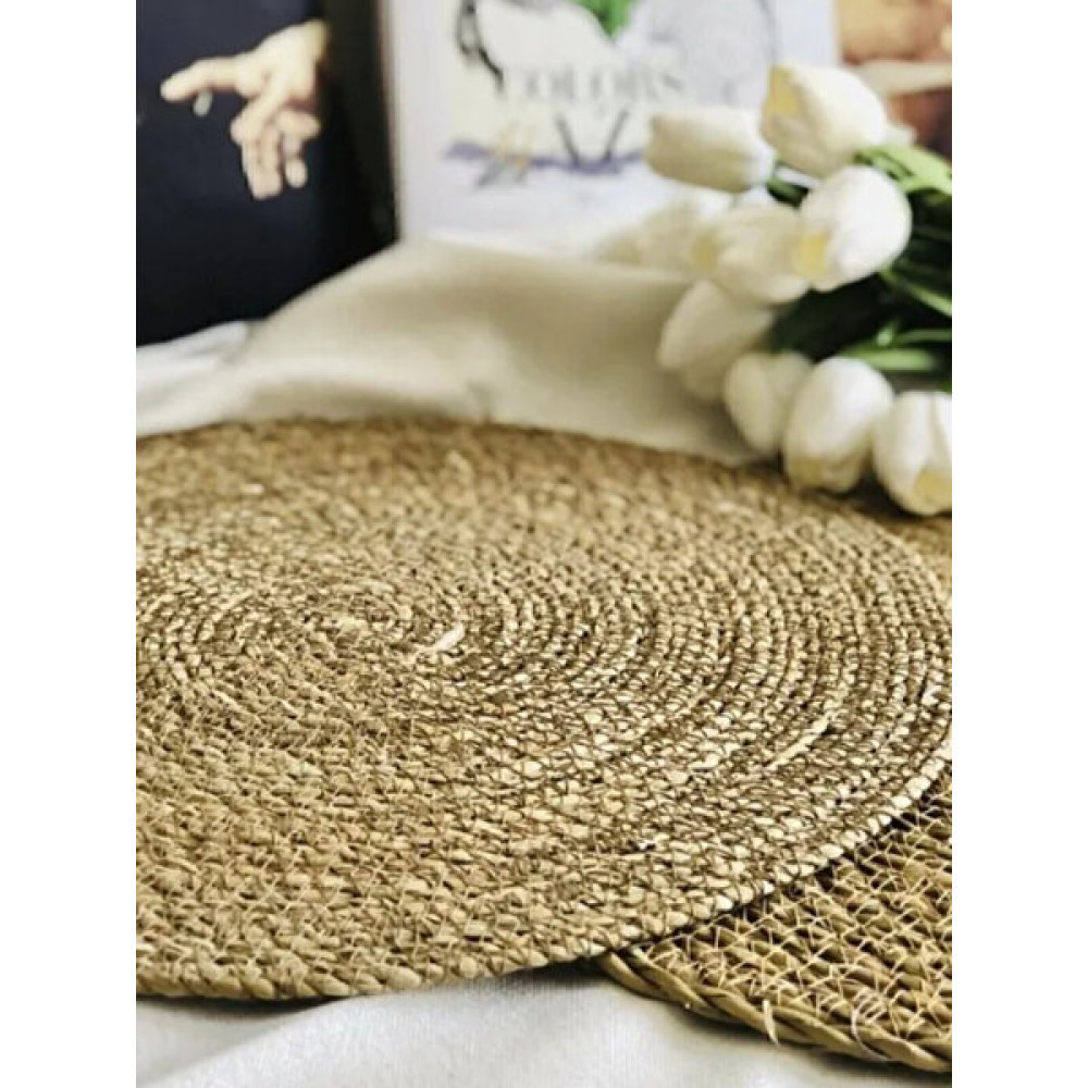 Elisarise Supla Hasır Jüt Supla 6'lı Set Amerikan Servis Hasır 35 cm Çap Supla - Bej - 32 x 35 cm Amerikan Servis Fiyatı