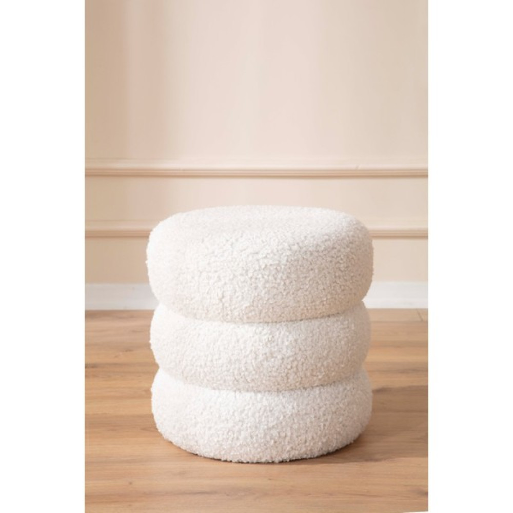 Elissa Home Bukle Puf Teddy Kumaş Boum Puf Makyaj Pufu - 40 x 40 cm - Beyaz Puf Fiyatı