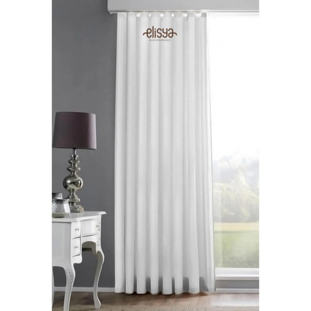 Elisya Home 1.sınıf Taç Saten Güneşlik Perde - Beyaz - 230 x 260 cm Güneşlik Fiyatı