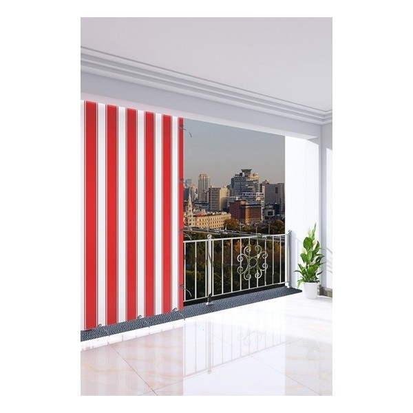 Elisya Home balkon Perdesi Branda+Güneşlik 6 Renk Seçeneği - 150 x 250 cm - Kırmızı - Beyaz Perde Fiyatı