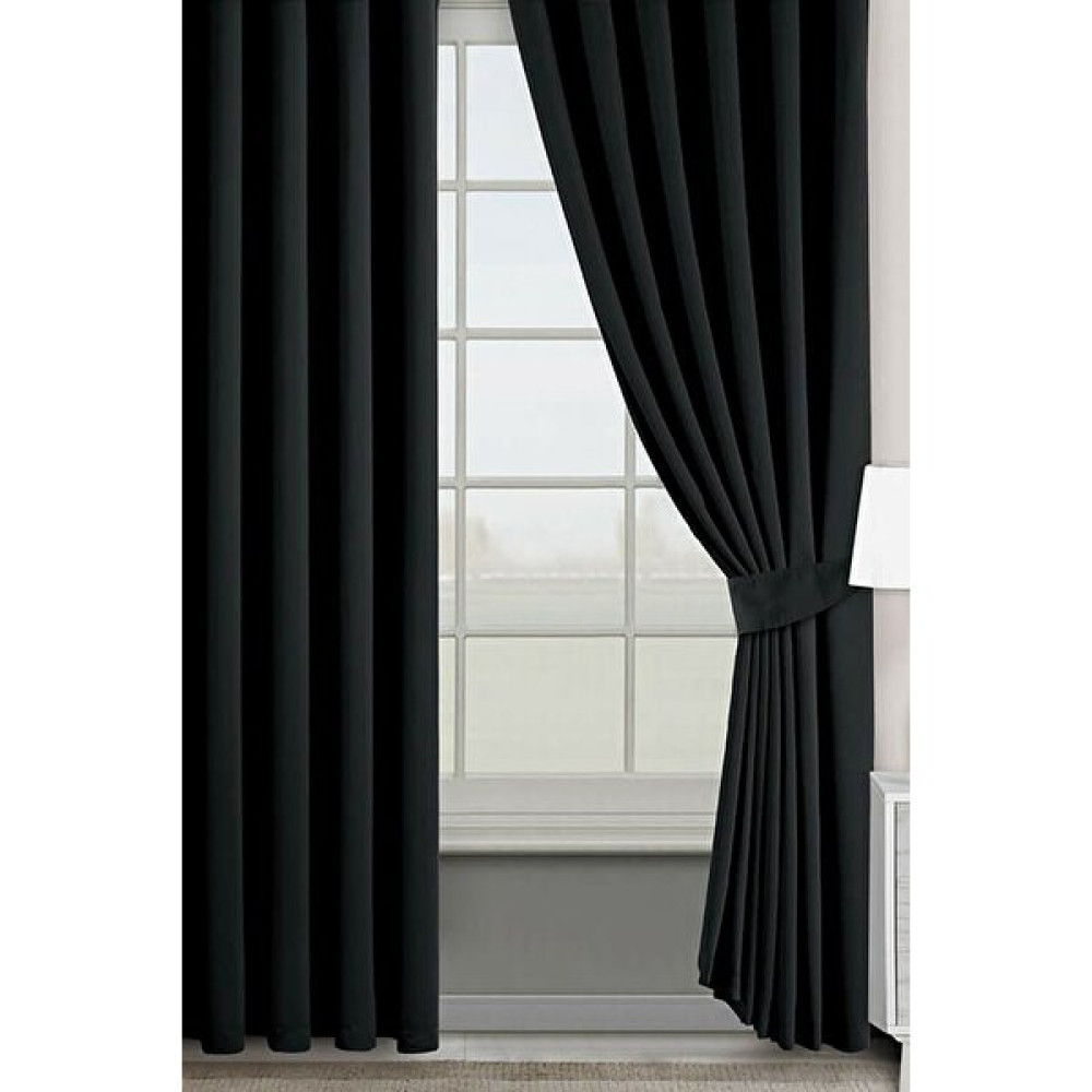 Elisya Home Blackout Perde 2 Adet Işık Geçirmez Güneşlik Fon Perde Işık Geçirmez Fon Perde 2'li - 100 x 250 cm - Siyah Fon Perde Fiyatı