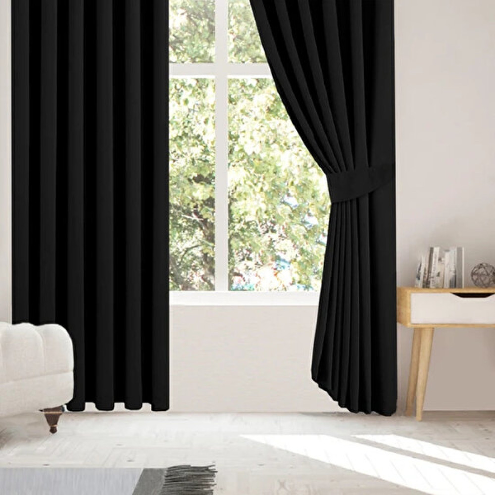 Elisya Home Blackout Perde 2 Adet Işık Geçirmez Güneşlik Fon Perde Işık Geçirmez Fon Perde 2'li - 120 x 260 cm - Siyah Fon Perde Fiyatı