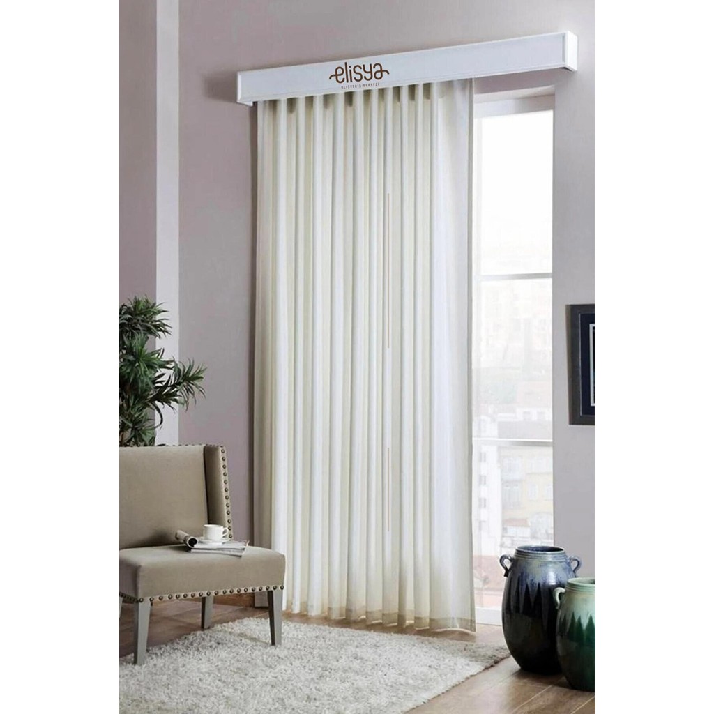 Elisya Home Taç Saten Güneşlik Perde - Krem - 100 x 195 cm Perde Fiyatı