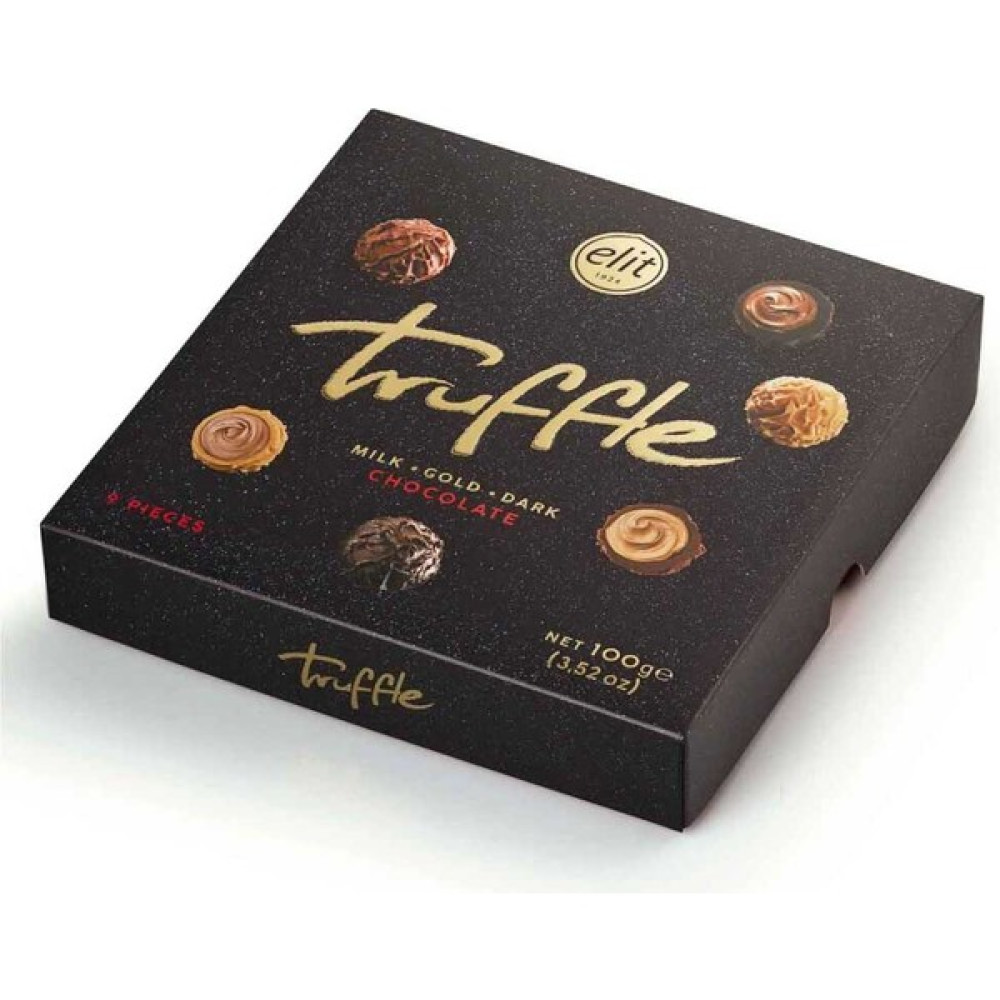 Elit Çikolata Sütlü Bitter Gold Çikolata Truffle Siyah Kutu 100 gr Glutensiz Diğer Fiyatı