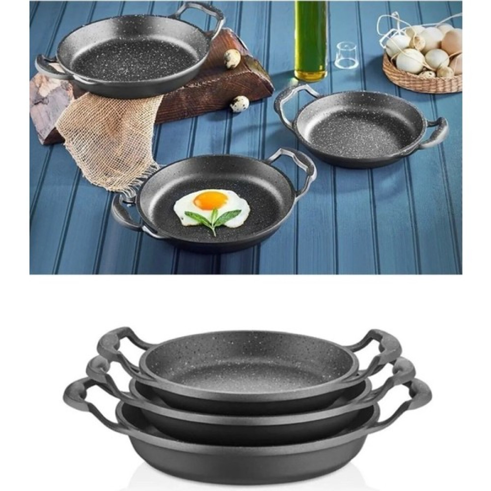 Elit Mutfak Eşyaları 3'lü Döküm Granit Kaplama Sahan Set (18 Cm-20 cm -22 Cm) Tavalar Fiyatı