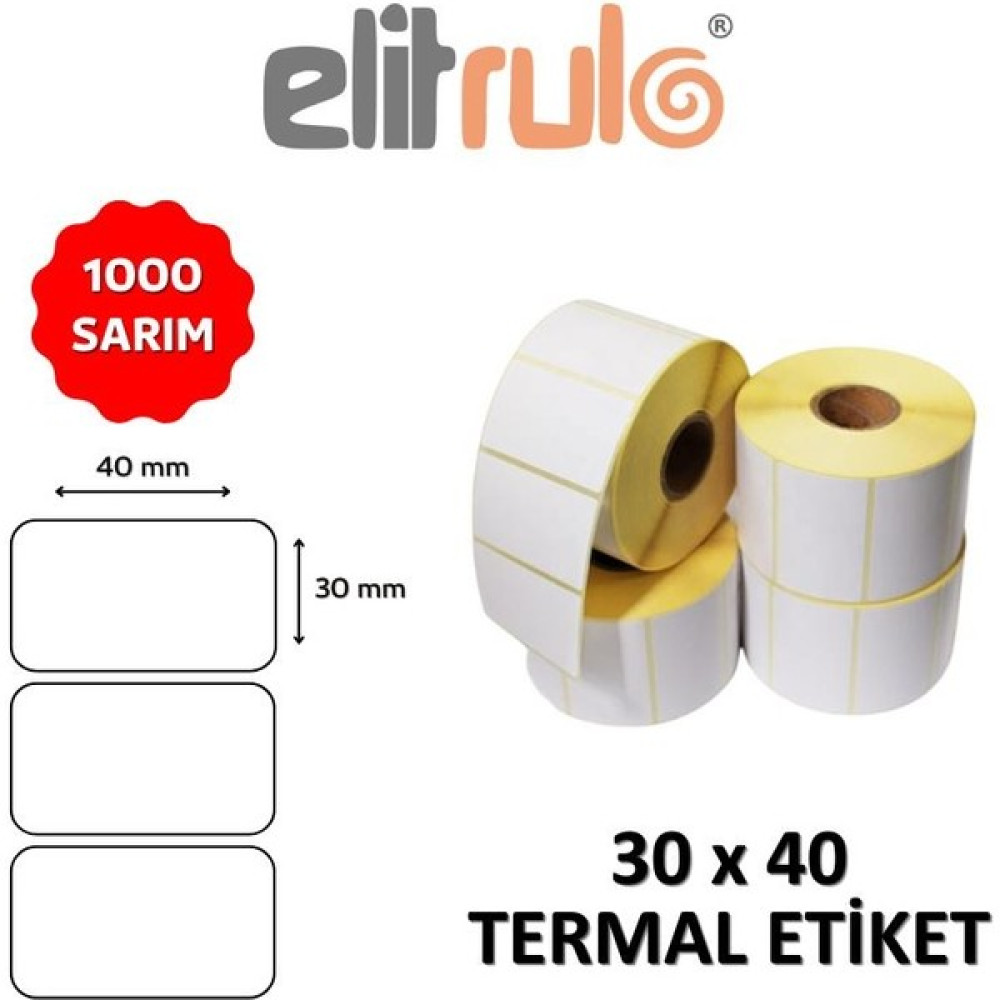 Elit Rulo Barkod Etiketi 30X40 Termal - 1000 Adet Barkod Okuyucular Fiyatı