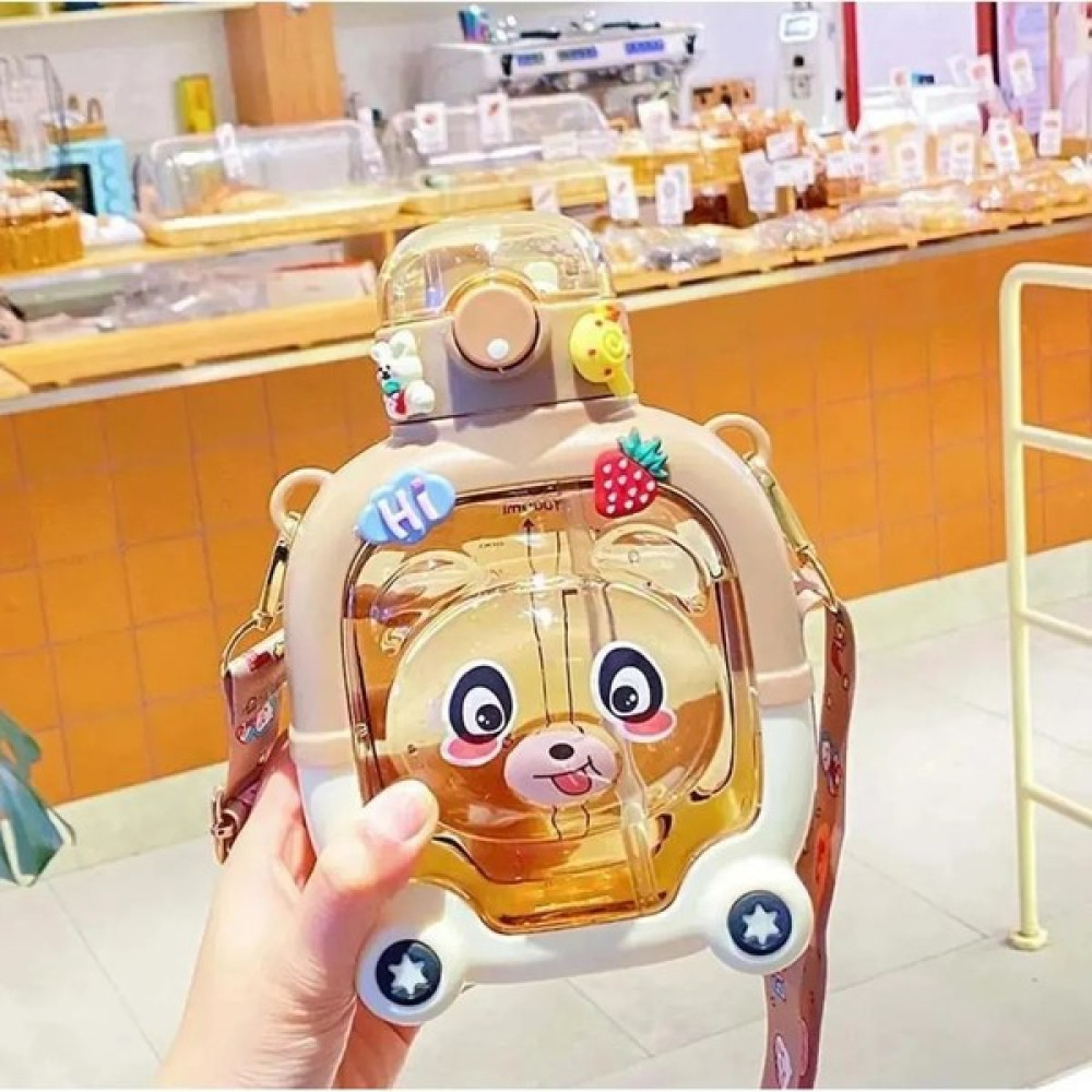 Elite AVM Kapaklı Kare Ayıcık Model Su Matarası 1000ML Su Şişesi Suluk | Bpa Içermez Suluk Sticker Hediyeli Suluk Fiyatı