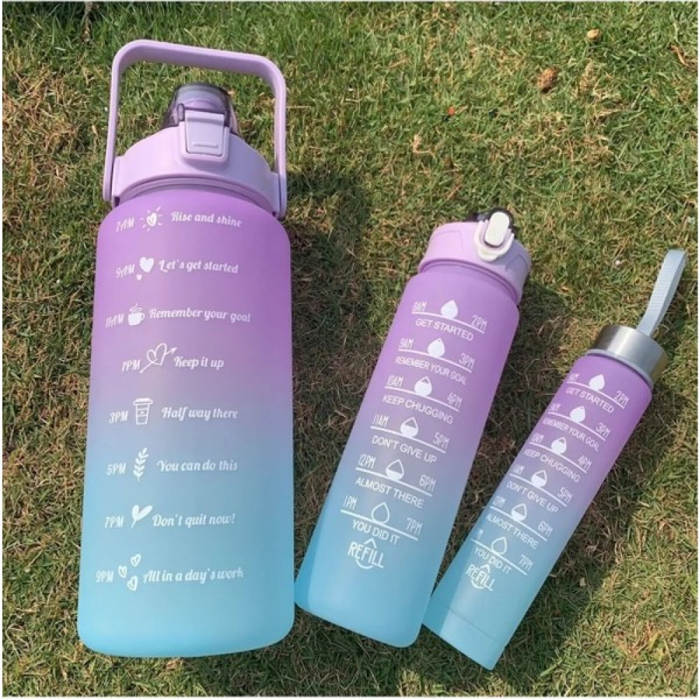 Elite AVM Motivasyonel 3lü Set Su Matarası Su Şişesi Suluk 2lt 700ML 300ML Tritan Spor Salonu Su Şişesi Suluk Suluk Fiyatı