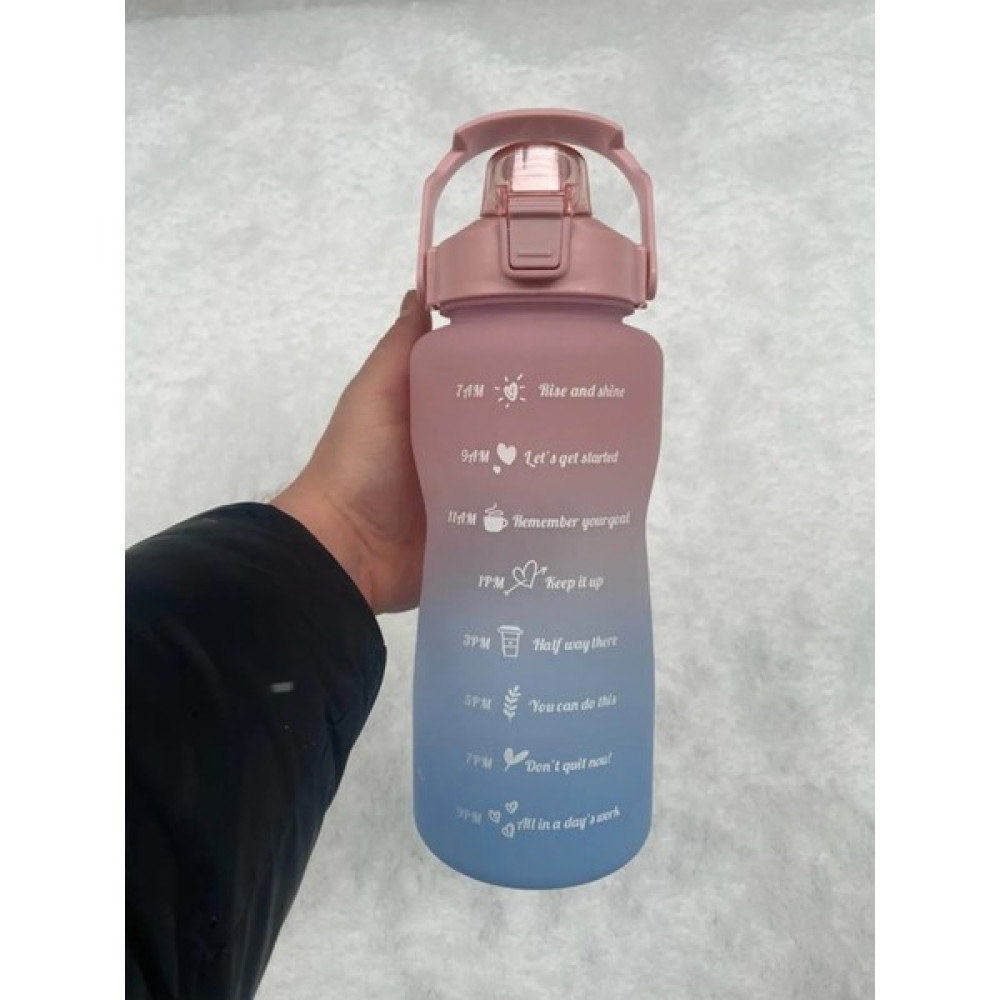 Elite AVM Pembe Mavi Motivasyonel Su Matarası Suluk 2l Tritan Spor Salonu Su Şişesi Bpa Free ( Sticker Hediye ) Matara Fiyatı