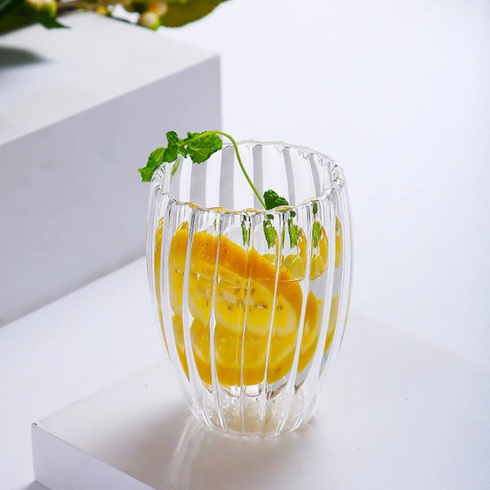 Elite Çeyiz Avm Desenli Çift Katmanlı Borosilikat Cam Bardak 350ML.ÇIFT Çidarlı Burgulu Bardak | Kahve ve Sunum Bardağı Borosilikat - Şeffaf - 350 ml Fincan / Bardak / Kahve Takımı Fiyatı