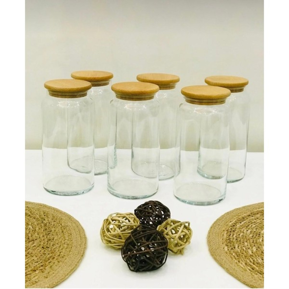Elite Home Studio Ahşap Kapaklı Vakumlu Cam Kavanoz 6'lı 1300 ml Saklama Kapları Fiyatı