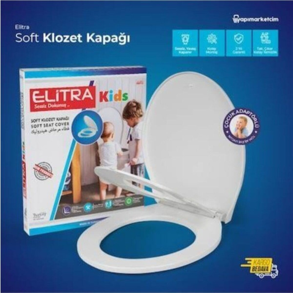 Elitra Çocuk Adaptörlü Yavaş Kapanan Klozet Kapağı Kids Klozet Kapağı Fiyatı
