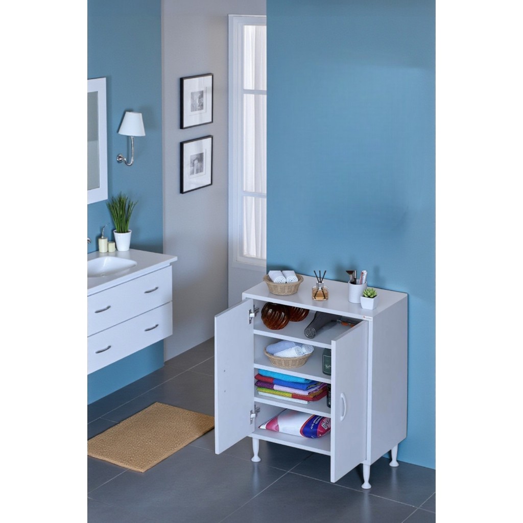 Eliusta Nirat 55 cm 4 Bölmeli Beyaz Banyo Mutfak Dolabı 3 Raflı Kapaklı Çok Amaçlı Dolap 55X75X32,5 cm SSD / Solid State Drive Fiyatı