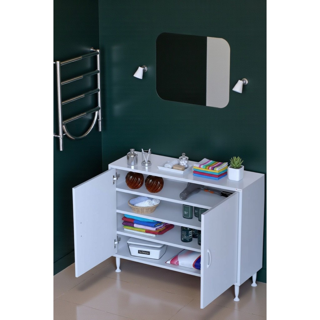 Eliusta Nirat 70 cm 4 Bölmeli Beyaz Banyo Mutfak Dolabı 3 Raflı Kapaklı Çok Amaçlı Dolap 70X75X32,5 cm SSD / Solid State Drive Fiyatı