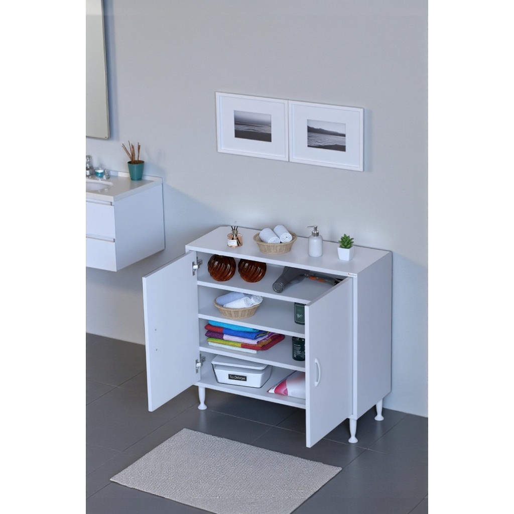 Eliusta Nirat 80 cm 4 Bölmeli Beyaz Banyo Mutfak Dolabı 3 Raflı Kapaklı Çok Amaçlı Dolap 80X75X32,5 cm SSD / Solid State Drive Fiyatı